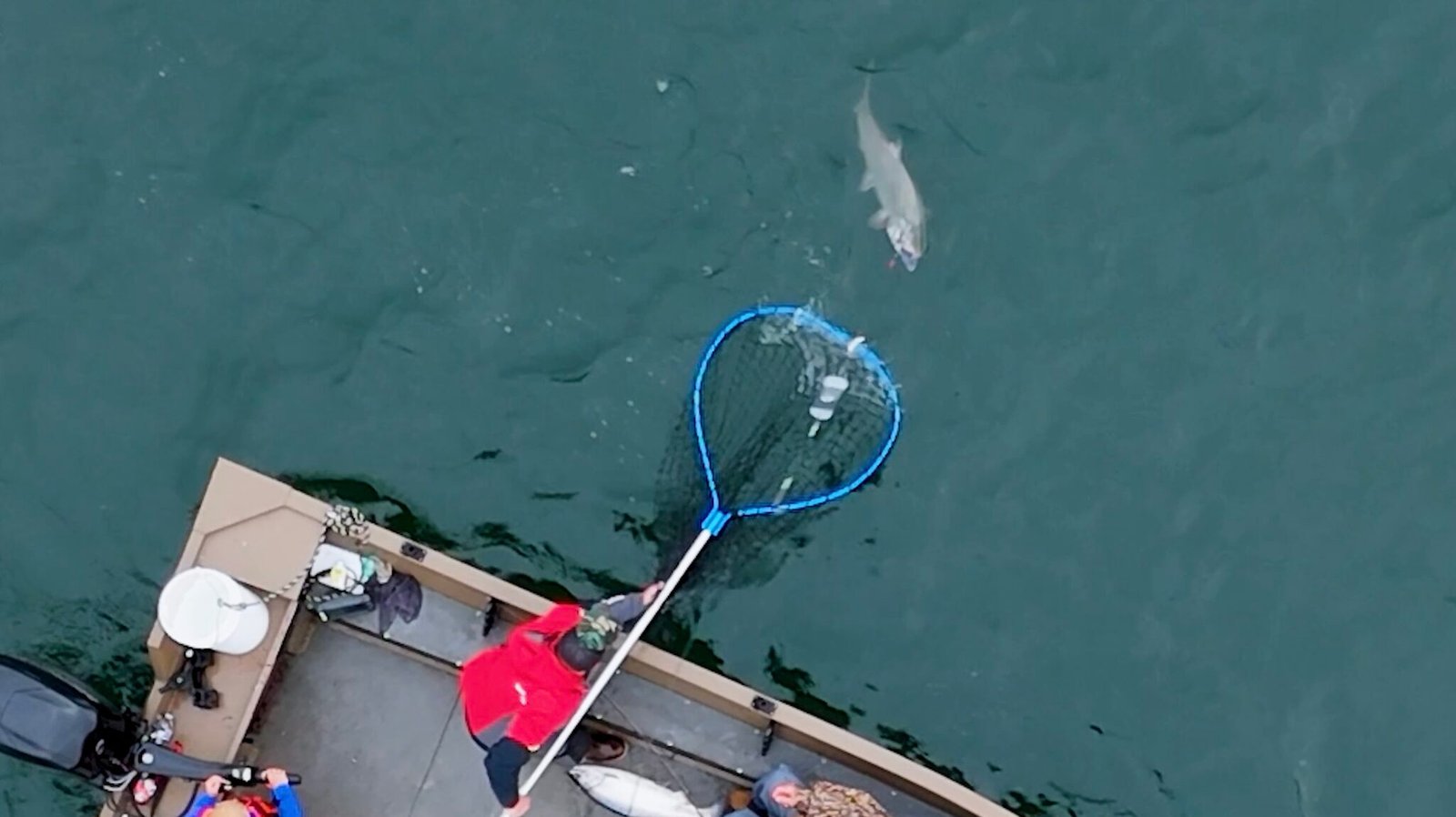Columbia River fishing boat aerial photo